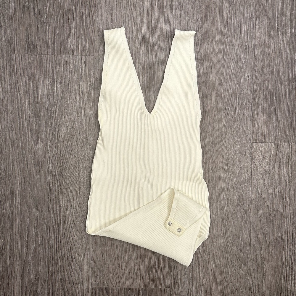 cream ribbed bodysuit